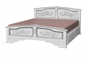 ЕЛЕНА Кровать из массива 1600 (Белый жемчуг) с 2-мя ящиками в Салехарде - salekhard.ok-mebel.com | фото
