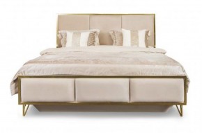 Кровать Lara 1600 с мягким изголовьем + основание (бежевый глянец) в Салехарде - salekhard.ok-mebel.com | фото 2