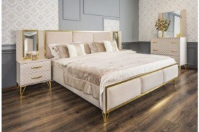 Кровать Lara 1600 с мягким изголовьем + основание (бежевый глянец) в Салехарде - salekhard.ok-mebel.com | фото 3