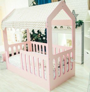 Кровать-домик без ящика 800*1600 (Розовый) в Салехарде - salekhard.ok-mebel.com | фото 1