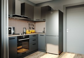 Кухня угловая Антрацит 2200х1000 (Стол. 38мм) в Салехарде - salekhard.ok-mebel.com | фото