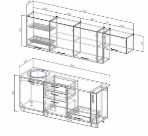 Кухонный гарнитур Антрацит 2550 (Стол. 26мм) в Салехарде - salekhard.ok-mebel.com | фото 2