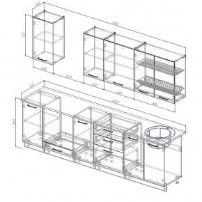 Кухонный гарнитур Вегас 2800 (Стол. 26мм) в Салехарде - salekhard.ok-mebel.com | фото 2