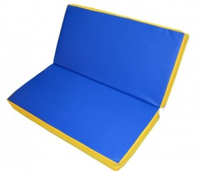 Мат гимнастический 1х1х0,08м складной цв. синий-желтый в Салехарде - salekhard.ok-mebel.com | фото 1