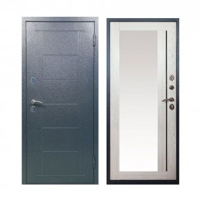 Металлическая дверь ТИТАН (МЕТАЛЛ-ПАНЕЛЬ) Зеркало/Букле графит + Штамп/Лиственница в Салехарде - salekhard.ok-mebel.com | фото 1
