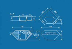 Мойка кухонная ULGRAN U-409 (970*500) в Салехарде - salekhard.ok-mebel.com | фото 2