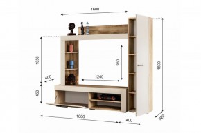 НИКОЛЬ Гостиная (Дуб крафт серый/софт айвори) в Салехарде - salekhard.ok-mebel.com | фото 2