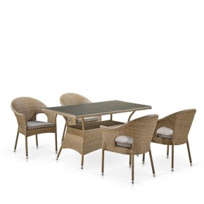 Обеденный комплект плетеной мебели T198B/Y79B-W56 Light Brown (4+1) в Салехарде - salekhard.ok-mebel.com | фото 1