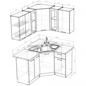 ОЛЬГА Кухонный гарнитур Оптима 2 (1500*1300 мм) в Салехарде - salekhard.ok-mebel.com | фото 2