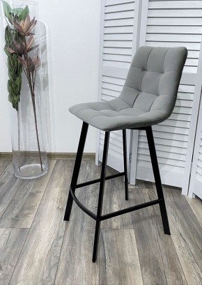 Полубарный стул CHILLI-QB SQUARE светло-серый #26, велюр / черный каркас (H=66cm) М-City в Салехарде - salekhard.ok-mebel.com | фото 2