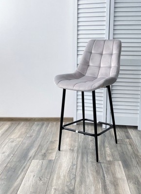 Полубарный стул ХОФМАН, цвет H-09 Светло-серый, велюр / черный каркас H=63cm М-City в Салехарде - salekhard.ok-mebel.com | фото 2