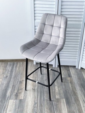 Полубарный стул ХОФМАН, цвет H-09 Светло-серый, велюр / черный каркас H=63cm М-City в Салехарде - salekhard.ok-mebel.com | фото 4