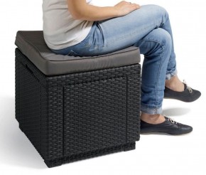 Пуфик Куб с подушкой (Cube with cushion) коричневый - серо-бежевый* в Салехарде - salekhard.ok-mebel.com | фото 2