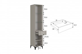 РИЧ Шкаф однодверный со стеклом в Салехарде - salekhard.ok-mebel.com | фото 3