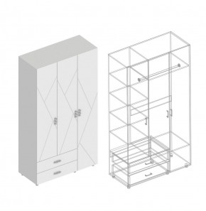 Шкаф 3-ств. с 2 ящ. "Сандра" в Салехарде - salekhard.ok-mebel.com | фото