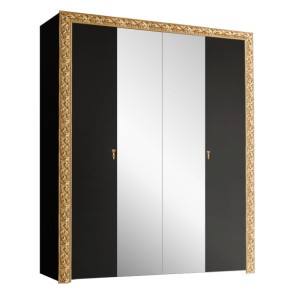 Шкаф 4-х дв. с зеркалами Тиффани Premium черная/золото (ТФШ1/4(П) в Салехарде - salekhard.ok-mebel.com | фото