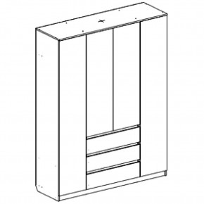 Шкаф 4-ств. с 3 ящиками "Бьянко" в Салехарде - salekhard.ok-mebel.com | фото 3