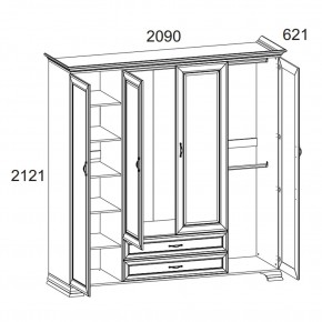 Шкаф 4D2S Z, TIFFANY, цвет вудлайн кремовый в Салехарде - salekhard.ok-mebel.com | фото