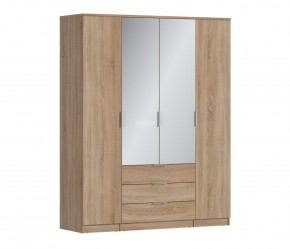 Шкаф 4х дверный с зеркалами Николь СБ-2595/1 (Дуб Сонома) в Салехарде - salekhard.ok-mebel.com | фото
