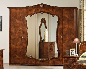 Шкаф 5-и дверный с зеркалами (20.145) Тициана (орех) в Салехарде - salekhard.ok-mebel.com | фото