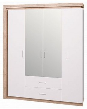 Шкаф для одежды с ящиками 4-х створчатый с зеркалом Люмен 16 в Салехарде - salekhard.ok-mebel.com | фото