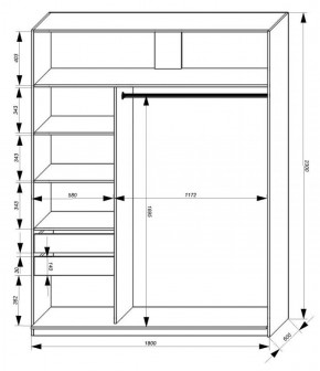 Шкаф-купе 1800 серии SOFT D1+D3+B2+PL1 (2 ящика+1штанга) профиль «Графит» в Салехарде - salekhard.ok-mebel.com | фото 3