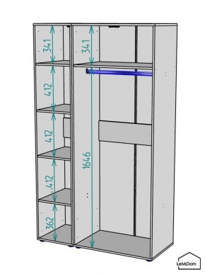 Шкаф Linnea MHR-3-1 2050х1200х510 (Графит-М 11.1.25) в Салехарде - salekhard.ok-mebel.com | фото 3