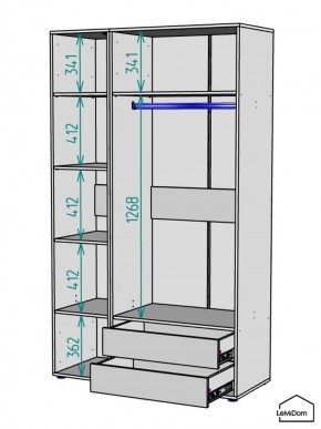 Шкаф Linnea MHR-3-2 2050х1200х510 (Белый-М 11.1.2) в Салехарде - salekhard.ok-mebel.com | фото 3