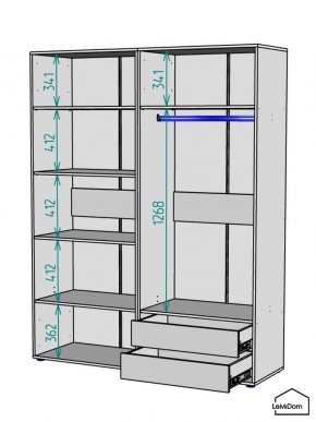 Шкаф Linnea MHR-4-2 2050х1600х510 (Графит-М 11.1.25) в Салехарде - salekhard.ok-mebel.com | фото 3