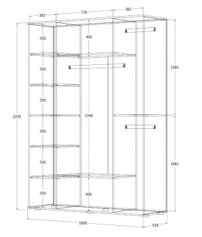 Шкаф Норден 1600 (Дуб Крафт золотой) в Салехарде - salekhard.ok-mebel.com | фото 3