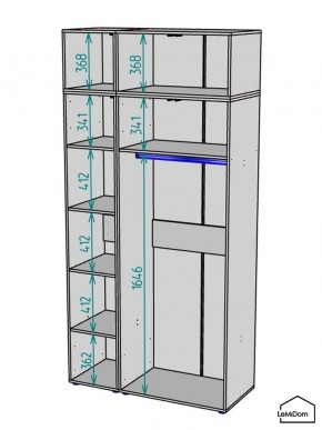 Шкаф с антресолью Linnea MHR-3A-1 2450х1200х510 (Графит-М 11.1.25) в Салехарде - salekhard.ok-mebel.com | фото 3