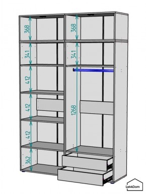 Шкаф с антресолью Linnea MHR-4POA-2 2450х1600х510 (Белый-М 11.1.1) в Салехарде - salekhard.ok-mebel.com | фото 3
