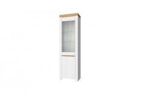 Шкаф с витриной  1V1D, TAURUS, цвет белый/дуб вотан в Салехарде - salekhard.ok-mebel.com | фото 1