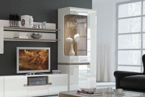 Шкаф с витриной 3D/TYP 01L, LINATE ,цвет белый/сонома трюфель в Салехарде - salekhard.ok-mebel.com | фото 6
