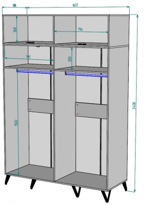 Шкаф с зеркалом Дельта H146_M + Антресоль H180 в Салехарде - salekhard.ok-mebel.com | фото 2