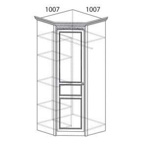 Шкаф угловой №183 "Лючия" Фасад зеркало (Угол 1007*1007) Дуб оксфорд в Салехарде - salekhard.ok-mebel.com | фото 2