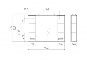 Шкаф-зеркало Cube 90 Эл. Домино (DC5012HZ) в Салехарде - salekhard.ok-mebel.com | фото 2