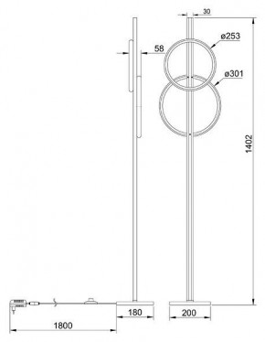 Торшер Arte Lamp Fluido A3913PN-24BK в Салехарде - salekhard.ok-mebel.com | фото 2