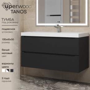 Тумба под раковину Uperwood Tanos 100 см, подвесная, черная матовая в Салехарде - salekhard.ok-mebel.com | фото 3