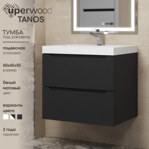 Тумба под раковину Uperwood Tanos 60 см, подвесная, черная матовая в Салехарде - salekhard.ok-mebel.com | фото 3