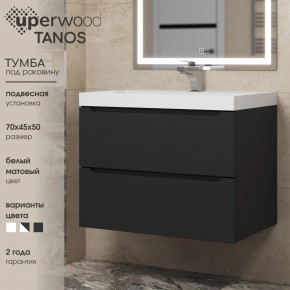 Тумба под раковину Uperwood Tanos 70 см, подвесная, черная матовая в Салехарде - salekhard.ok-mebel.com | фото 3