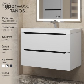 Тумба под раковину Uperwood Tanos 80 см, подвесная, белая/графит в Салехарде - salekhard.ok-mebel.com | фото 3