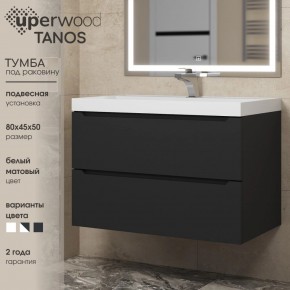 Тумба под раковину Uperwood Tanos 80 см, подвесная, черная матовая в Салехарде - salekhard.ok-mebel.com | фото 3