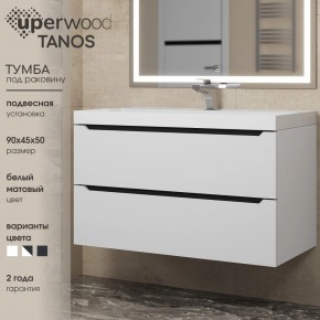 Тумба под раковину Uperwood Tanos 90 см, подвесная, белая/графит в Салехарде - salekhard.ok-mebel.com | фото 3