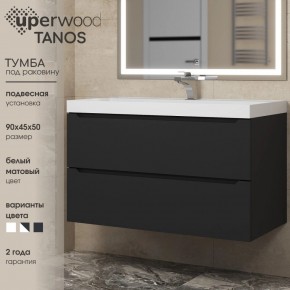 Тумба под раковину Uperwood Tanos 90 см, подвесная, черная матовая в Салехарде - salekhard.ok-mebel.com | фото 3